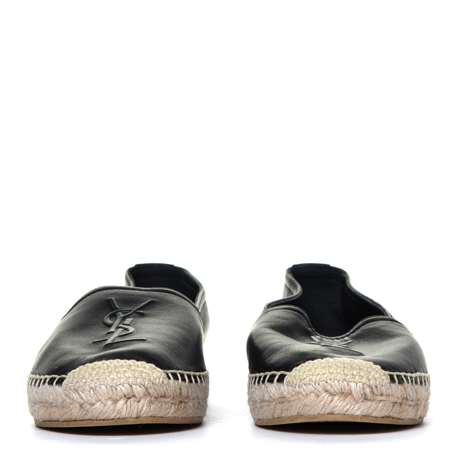 Saint Laurent Lambskin Monogram Espadrilles 37 Black 9 of 12