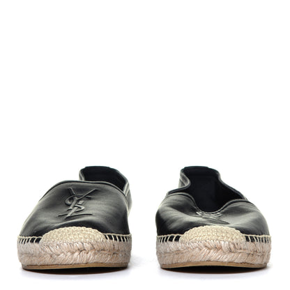 Saint Laurent Lambskin Monogram Espadrilles 37 Black 9 of 12