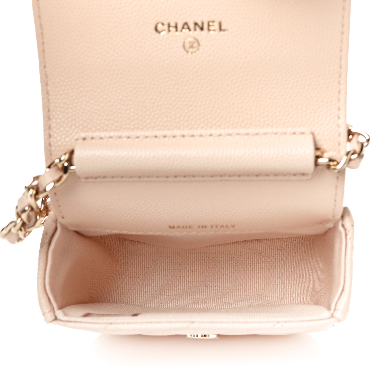 Chanel Caviar Quilted Mini Clutch With Chain Light Beige 5 of 12