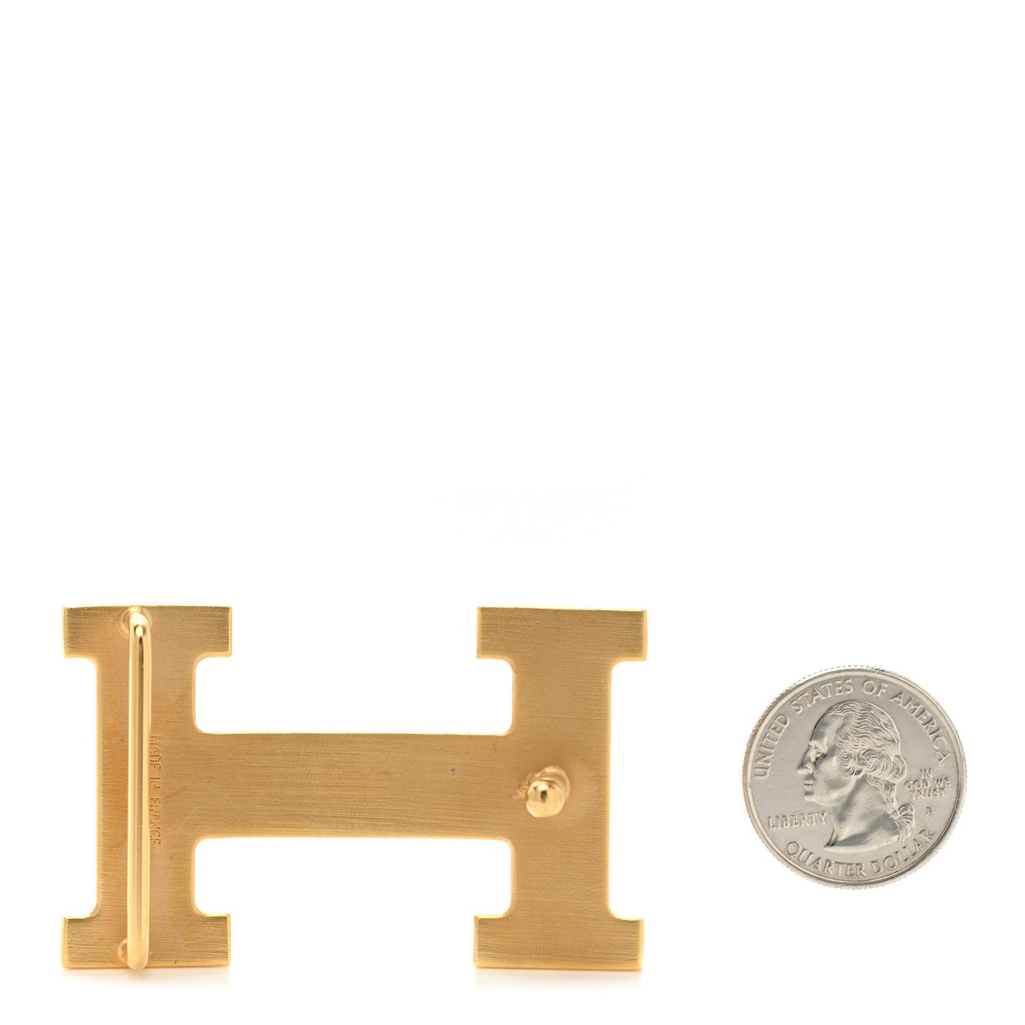 18K Yellow Gold Brushed 32mm H Belt Buckle