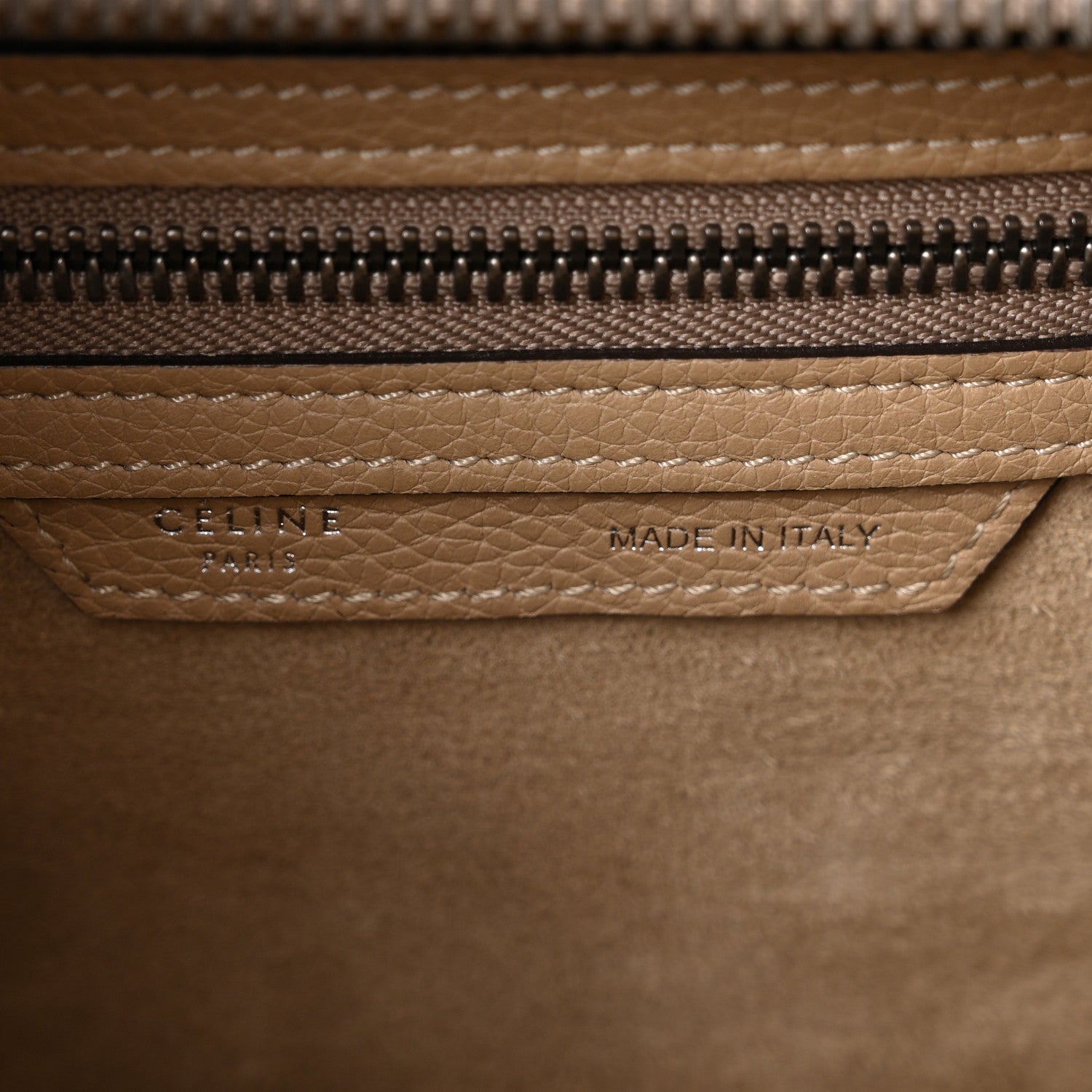Celine Drummed Calfskin Micro Luggage Dune 6 of 11