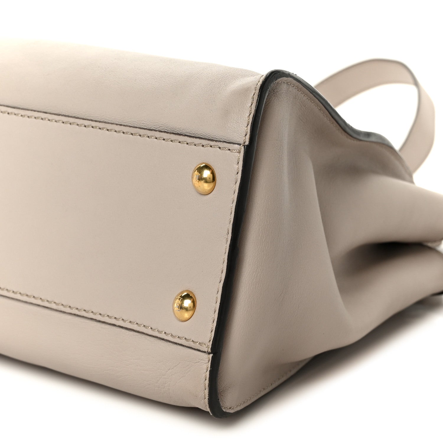 Fendi Vitello Seta Shiny Nappa Medium Peekaboo Iconic Satchel Grigio Polvere Magenta 12 of 12