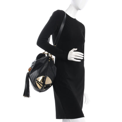 Gucci Calfskin Large Indy Top Handle Hobo Black 2 of 8