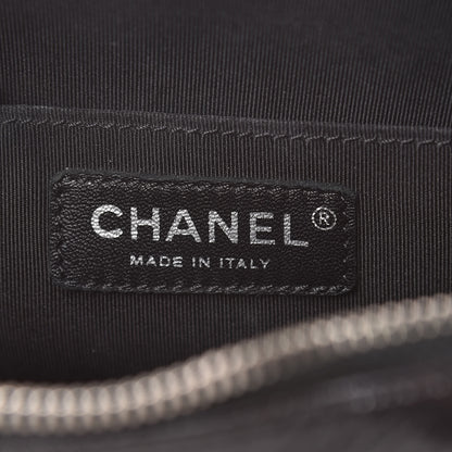 Chanel Distressed Patent Chevron Quilted Double Camera Bag With Flap Black Yellow 6 of 10