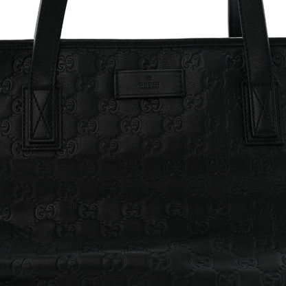 Gucci Guccissima Medium Zippered Shopping Tote Black 8 of 12