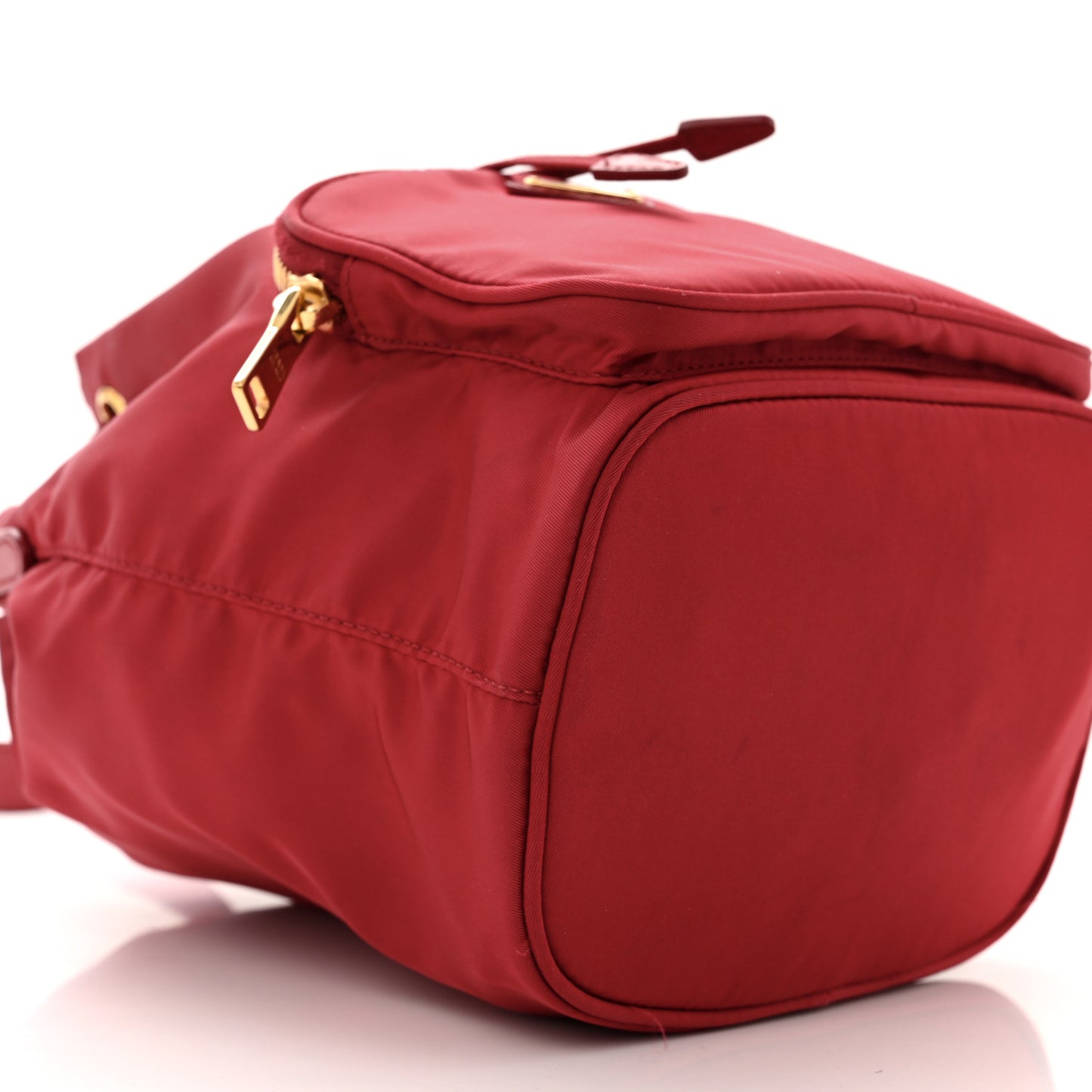 Saffiano Tessuto Nylon Mini Bucket Crossbody Bag Fuoco