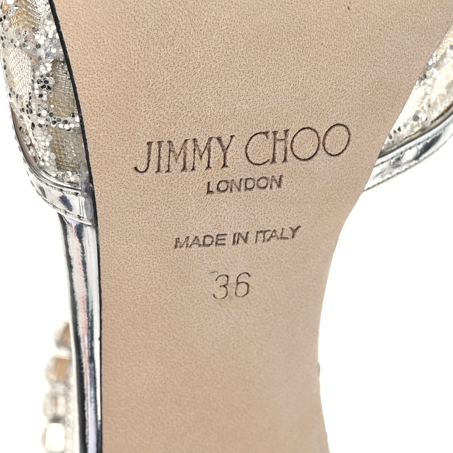 Jimmy Choo Glitter Checker Board Mesh Crystal Saeda 100 Pumps 36 Champagne Silver 7 of 7