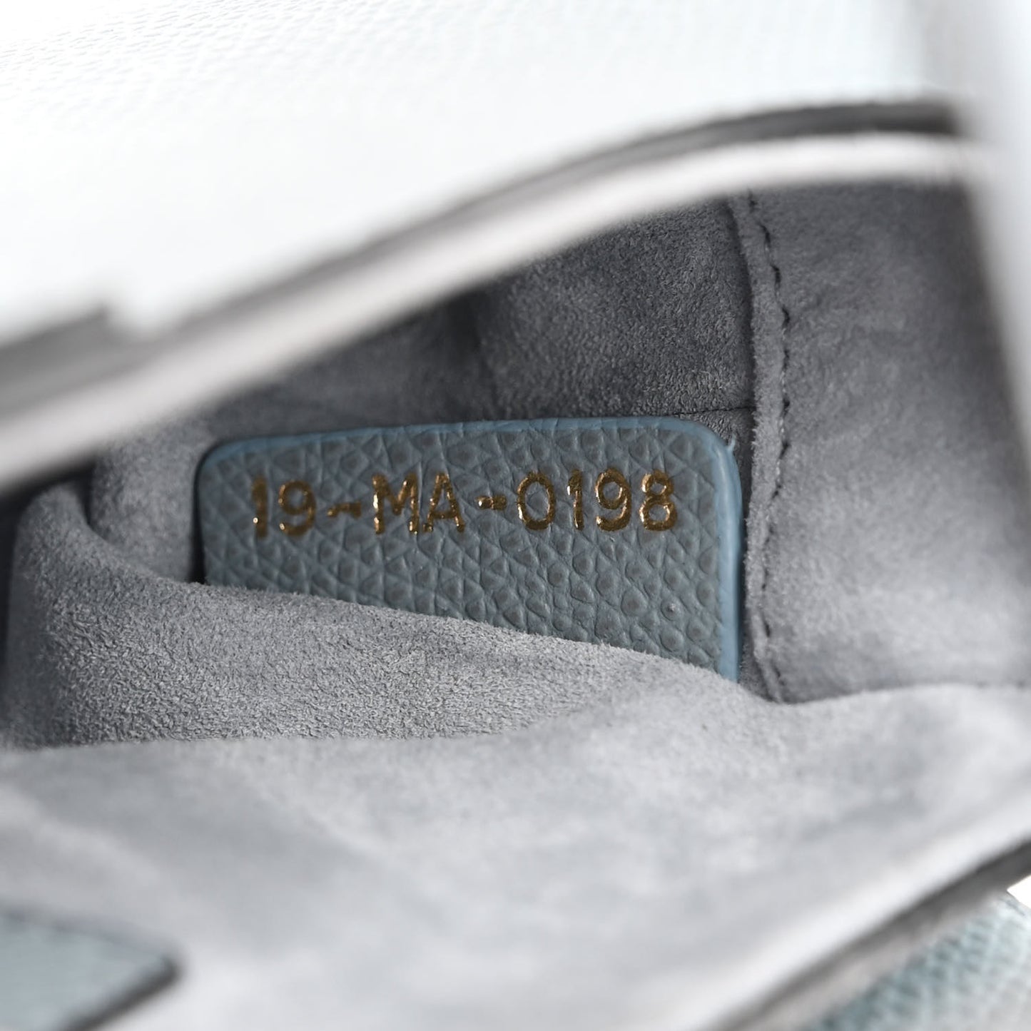 Grained Calfskin Mini Saddle Bag Sky Blue