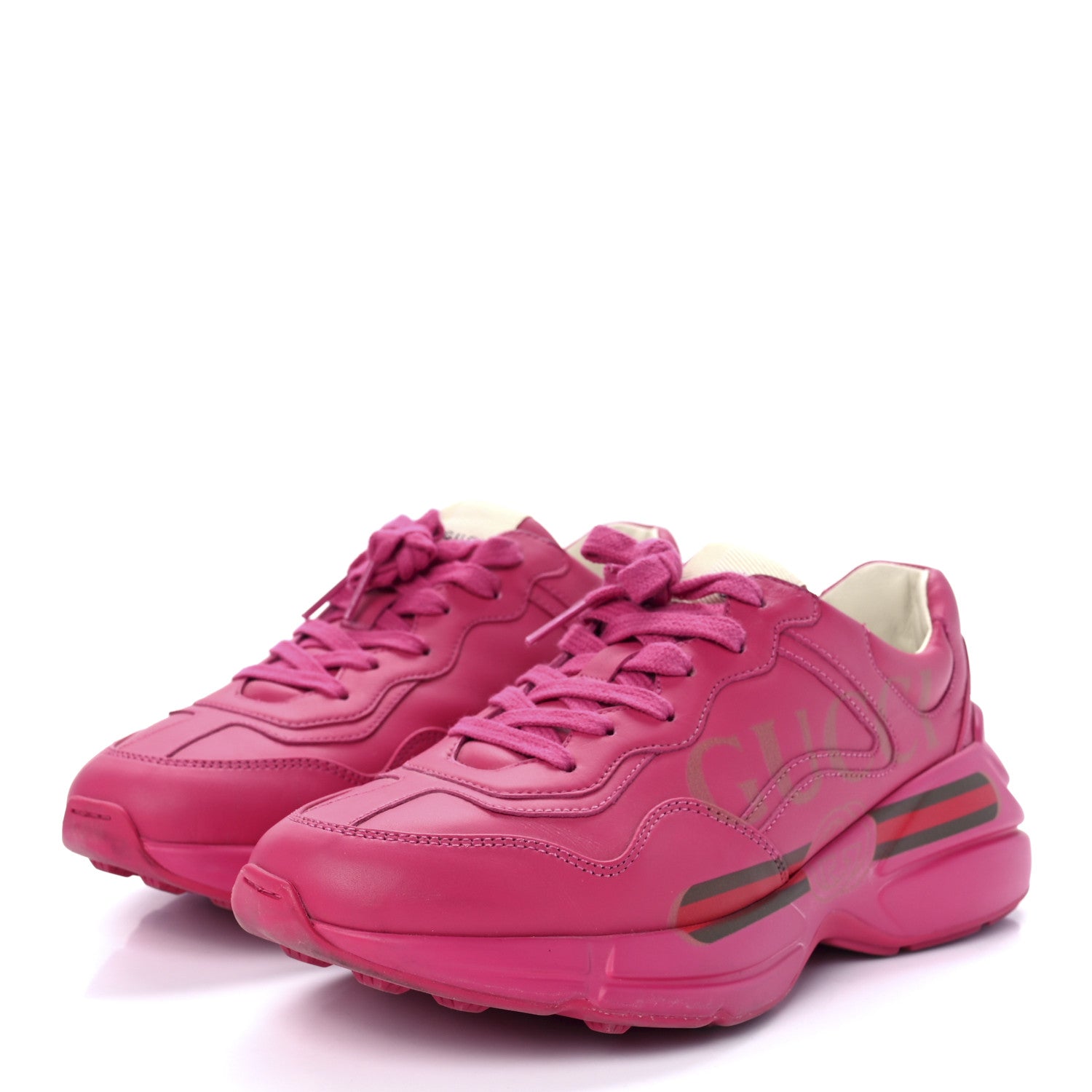 Gucci Calfskin Logo Womens Rhyton Sneakers 39 Box Pink 3 of 9