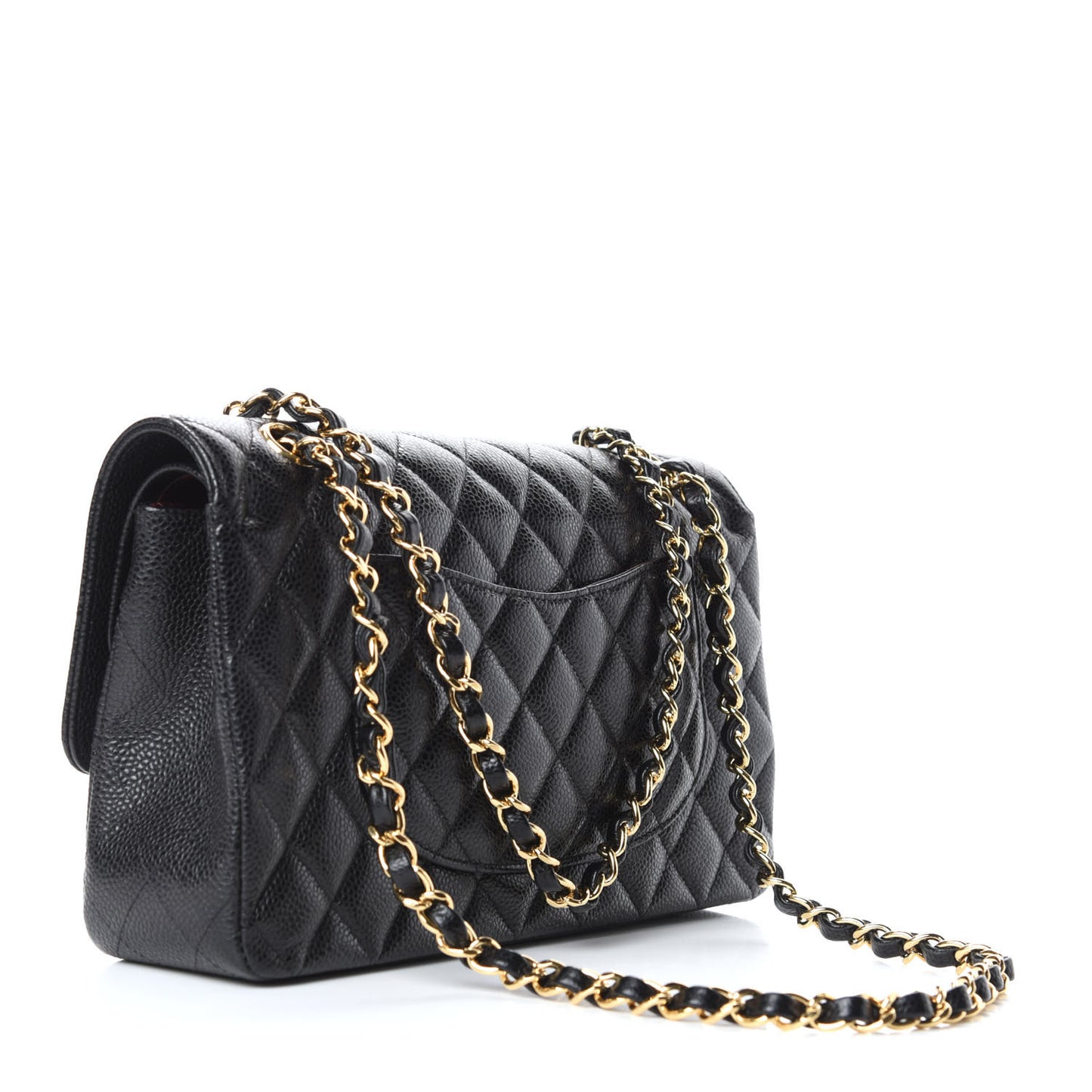 Caviar Quilted Medium Double Flap Black