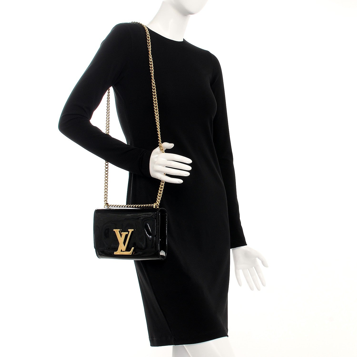 Louis Vuitton Patent Chain Louise MM Black 2 of 8
