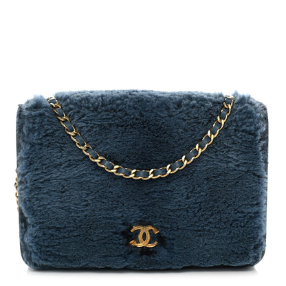 Chanel Rabbit Fur Wallet On Chain WOC Blue 1 of 12