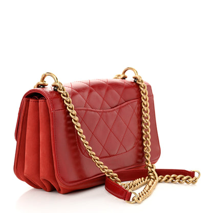 Chanel Iridescent Calfskin Quilted Small Straight Lined Flap Red 3 of 13