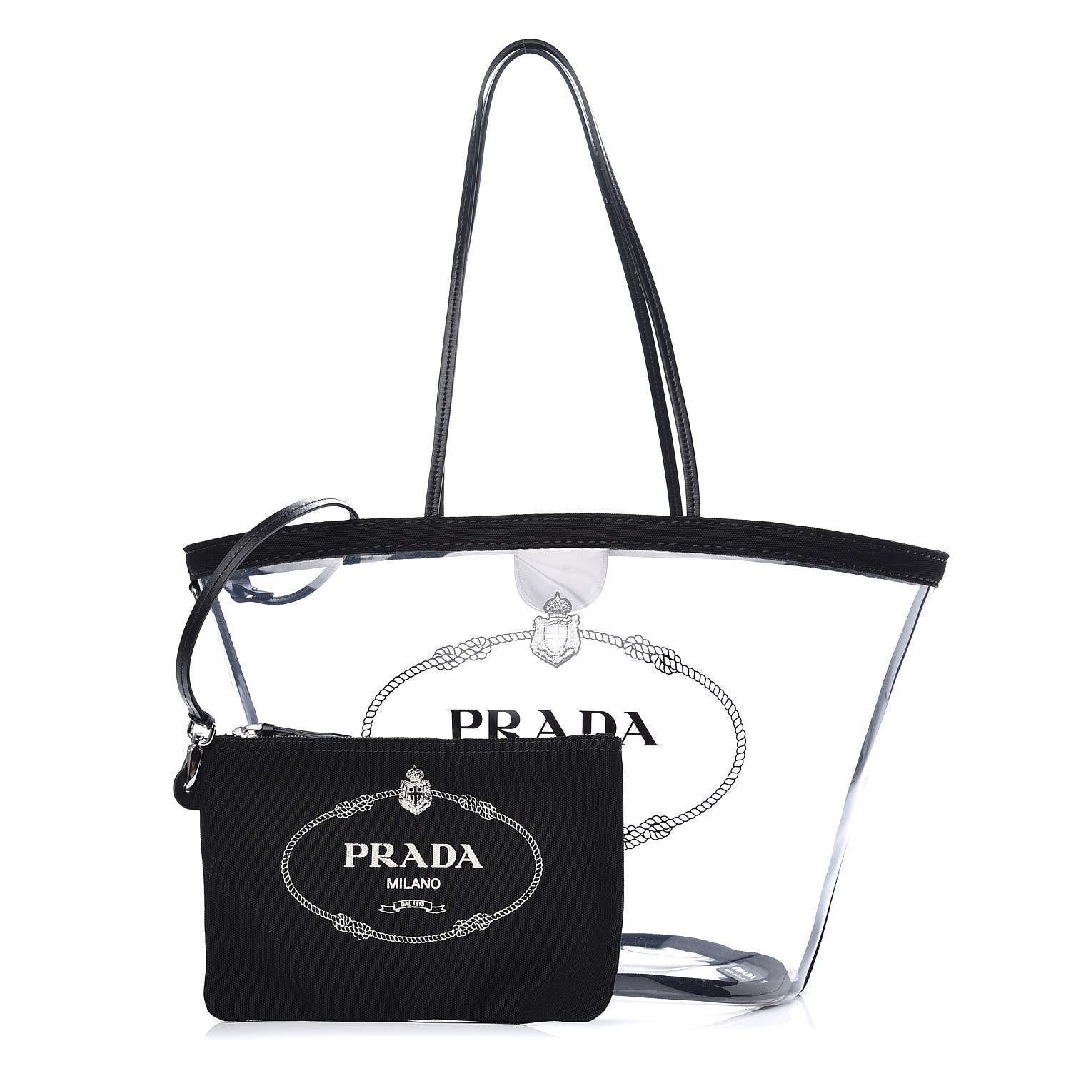Prada Plexiglass Calfskin Small Shopper Tote Black 3 of 10
