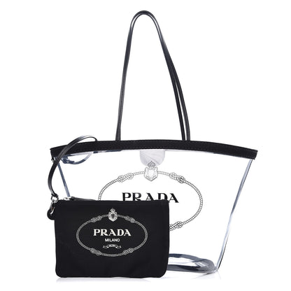 Prada Plexiglass Calfskin Small Shopper Tote Black 3 of 10