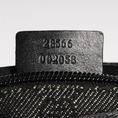 Gucci Denim Monogram Double Pocket Belt Bag Black 7 of 8