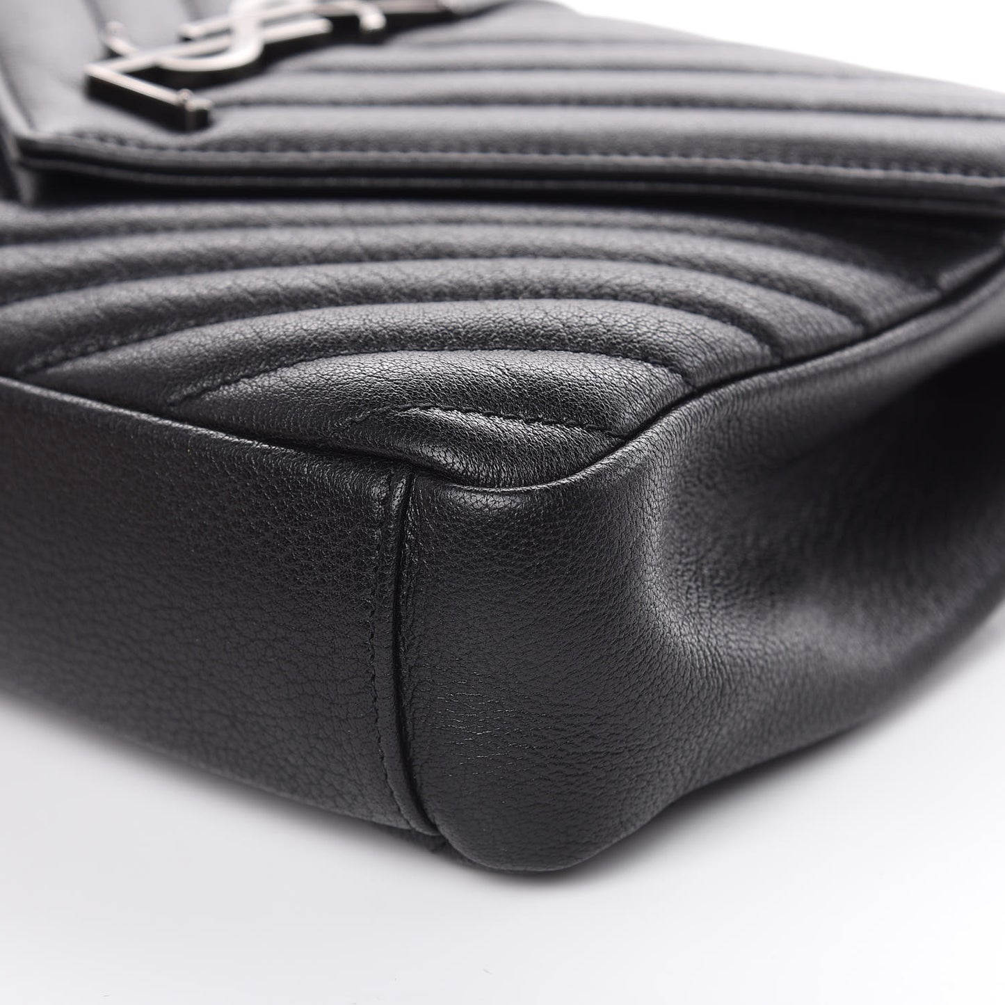 Sheepskin Matelasse Chevron Monogram Medium College Bag Black