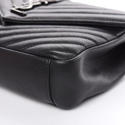 Saint Laurent Sheepskin Matelasse Chevron Monogram Medium College Bag Black 9 of 11