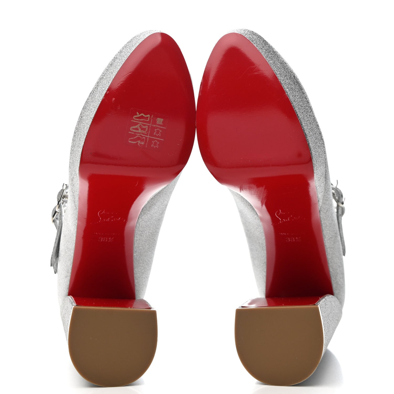 Christian Louboutin Glitter Calfskin Movida Jane 130 Platform Pump 38.5 Silver 6 of 12