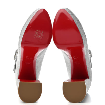 Christian Louboutin Glitter Calfskin Movida Jane 130 Platform Pump 38.5 Silver 6 of 12
