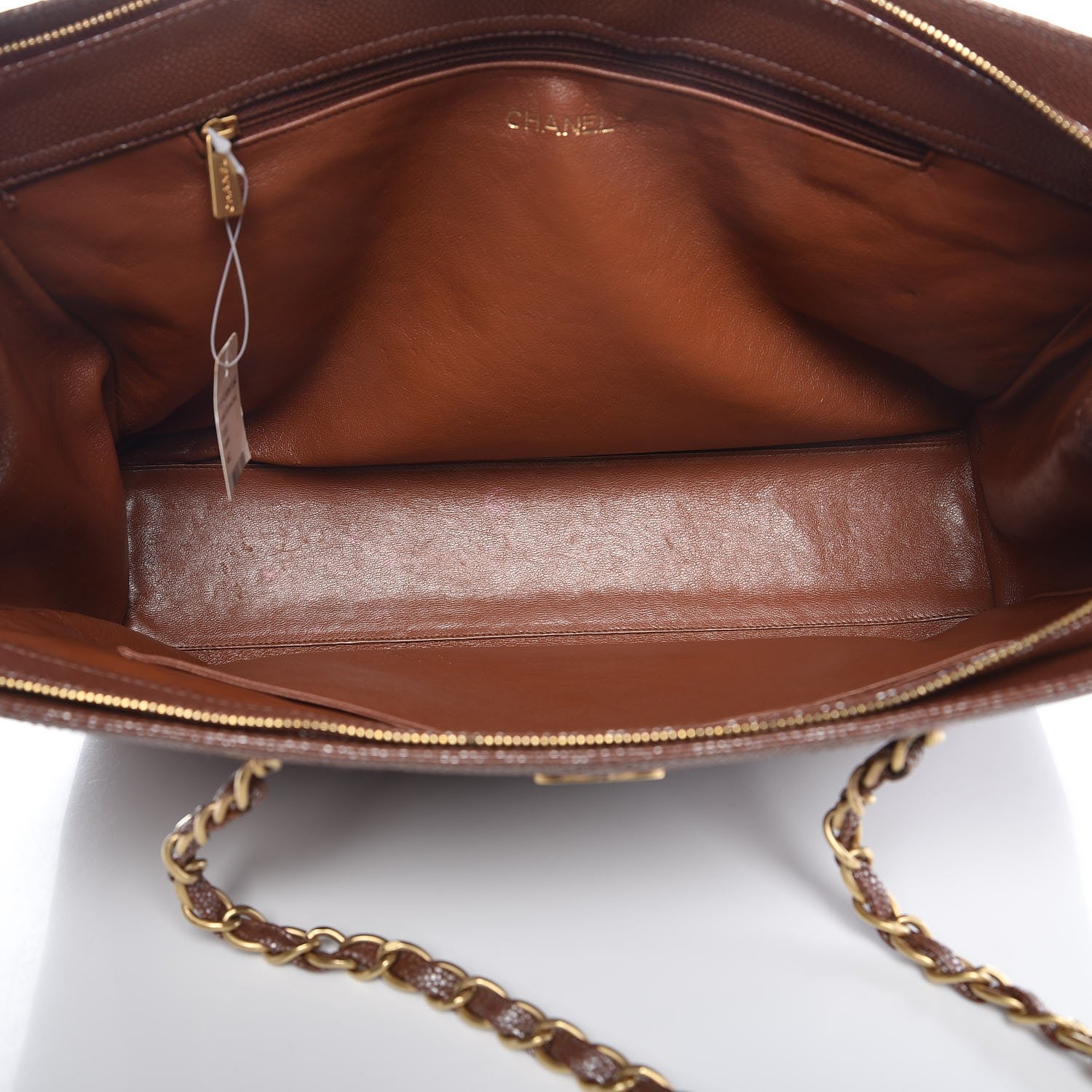 Chanel Metallic Caviar Quilted Shopping Tote Brown 6 of 17
