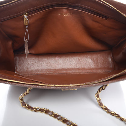 Chanel Metallic Caviar Quilted Shopping Tote Brown 6 of 17