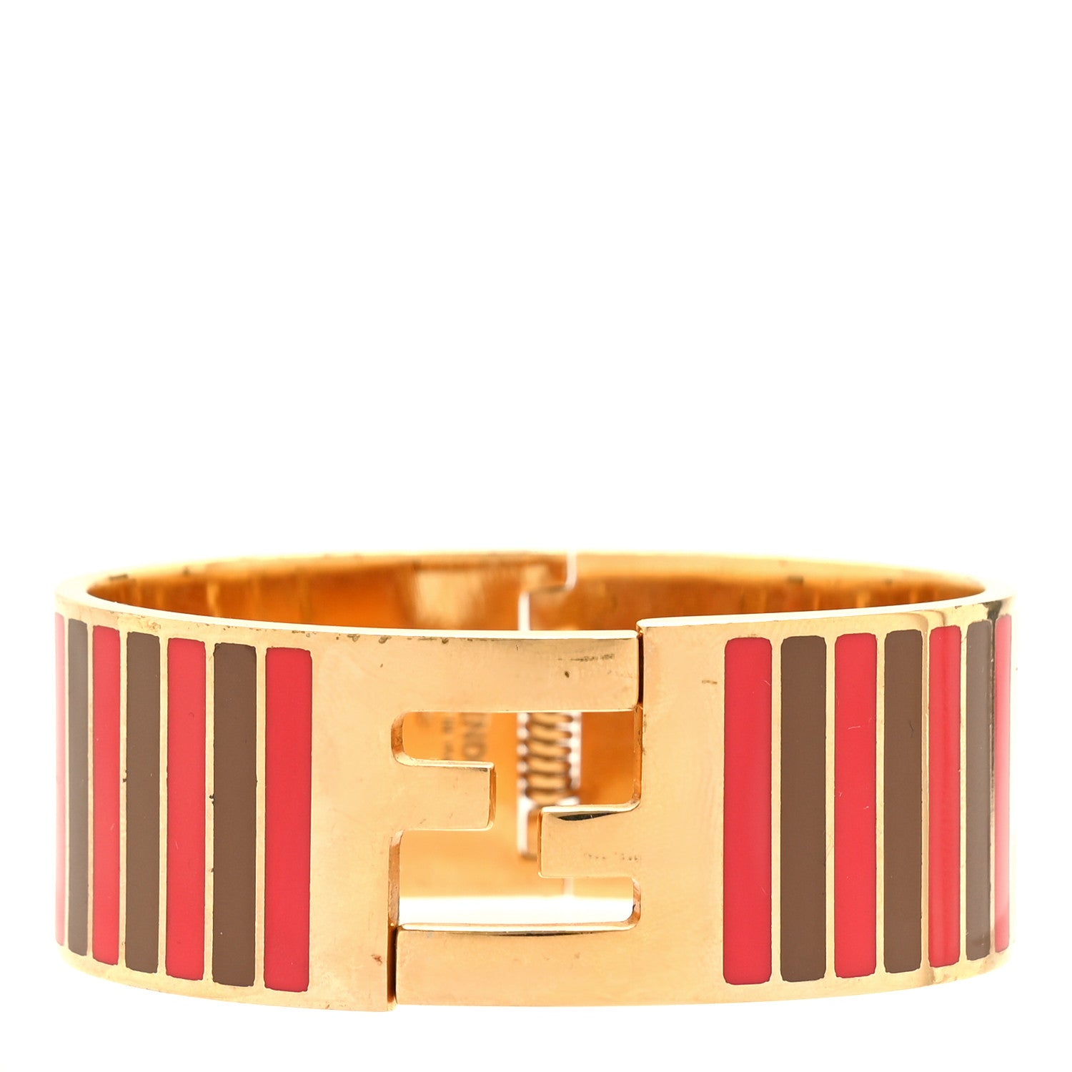 Fendi Enamel Fendista Medium Bracelet Gold Brown Rosso 1 of 5