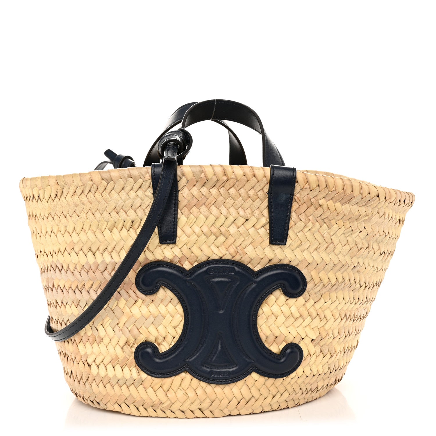 Celine Raffia Calfskin Triomphe Medium Panier Navy Blue 1 of 11
