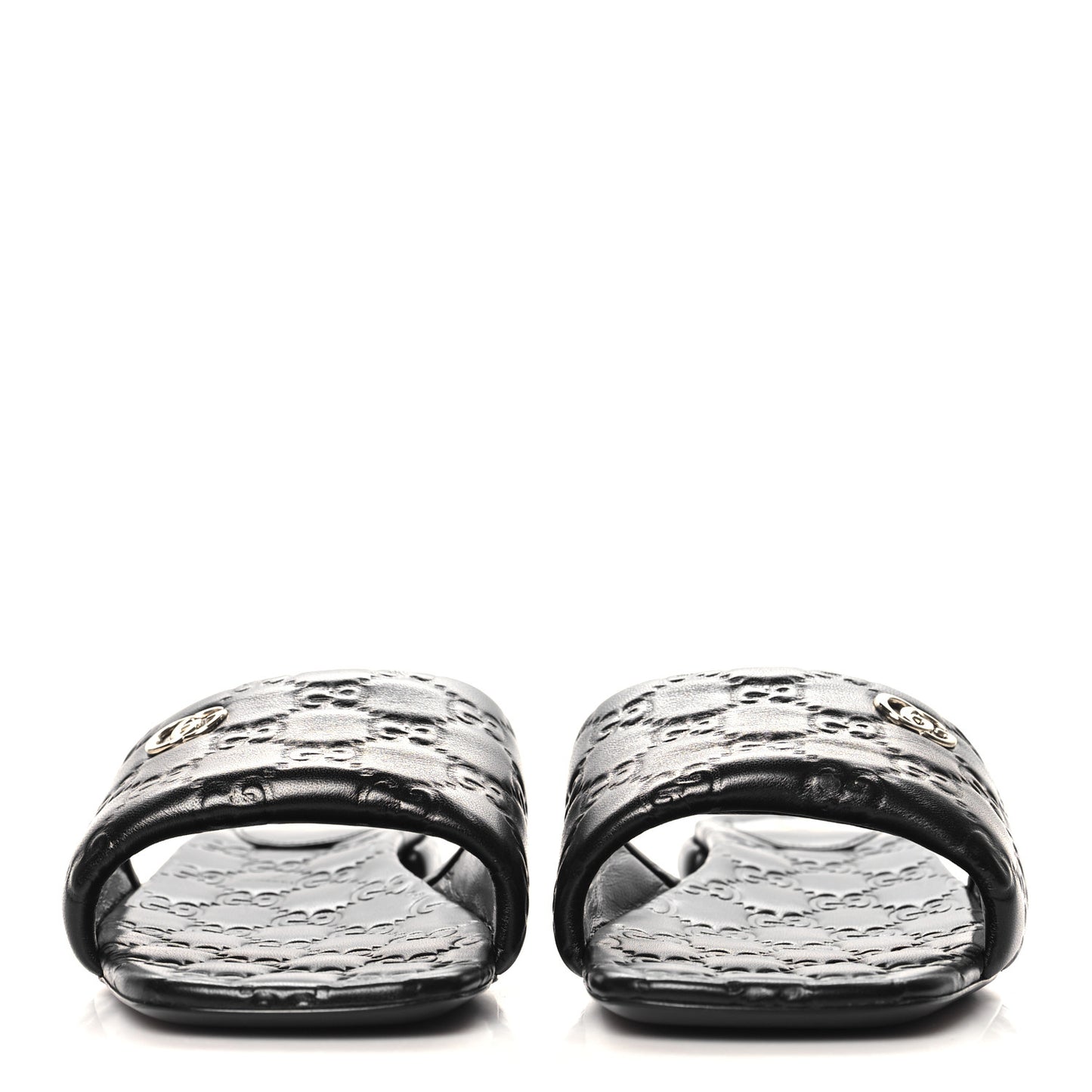 Nappa Double GG Flat Slide Sandals 40 Black