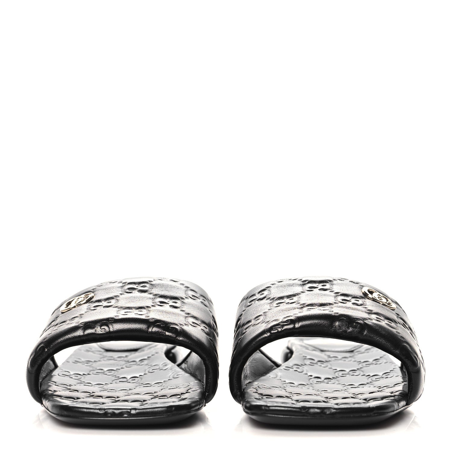 Gucci Nappa Double GG Flat Slide Sandals 40 Black 3 of 9