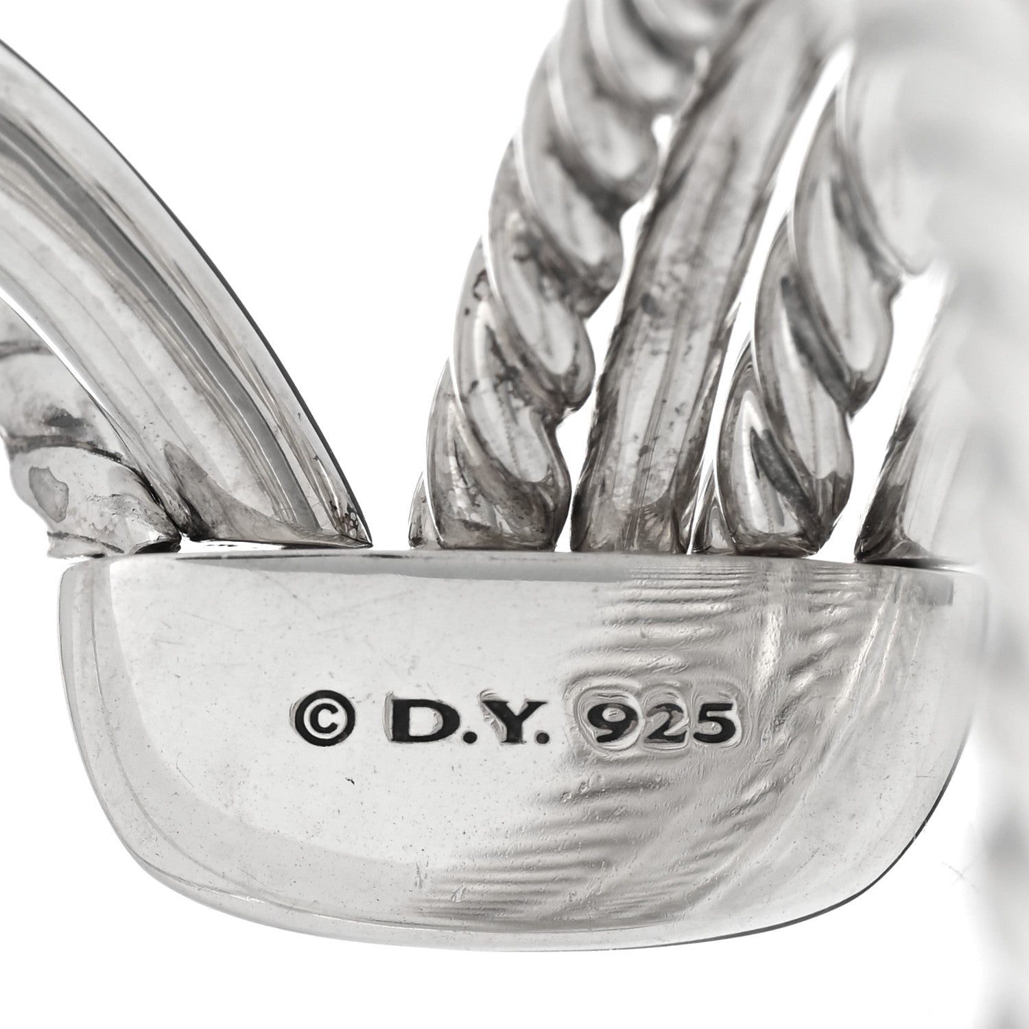 David Yurman Sterling Silver Diamond 29mm Pure Form Cuff Bracelet 3 of 3