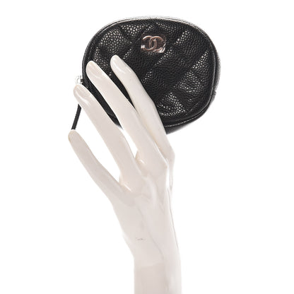 Chanel Metallic Caviar Quilted Zip Around Classic Coin Purse Black 2 of 8