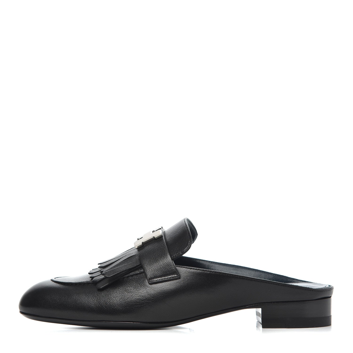 Hermes Goatskin Rivoli Mules 37.5 Black 1 of 9