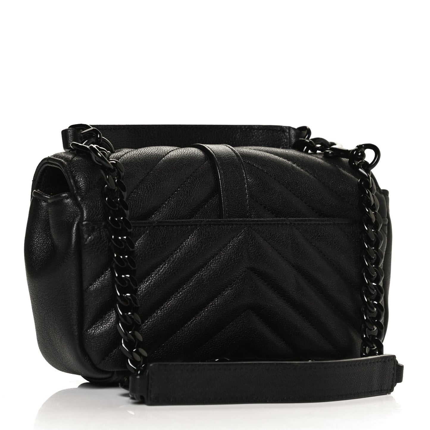 Sheepskin Matelasse Chevron Monogram Classic Baby Chain Bag Black
