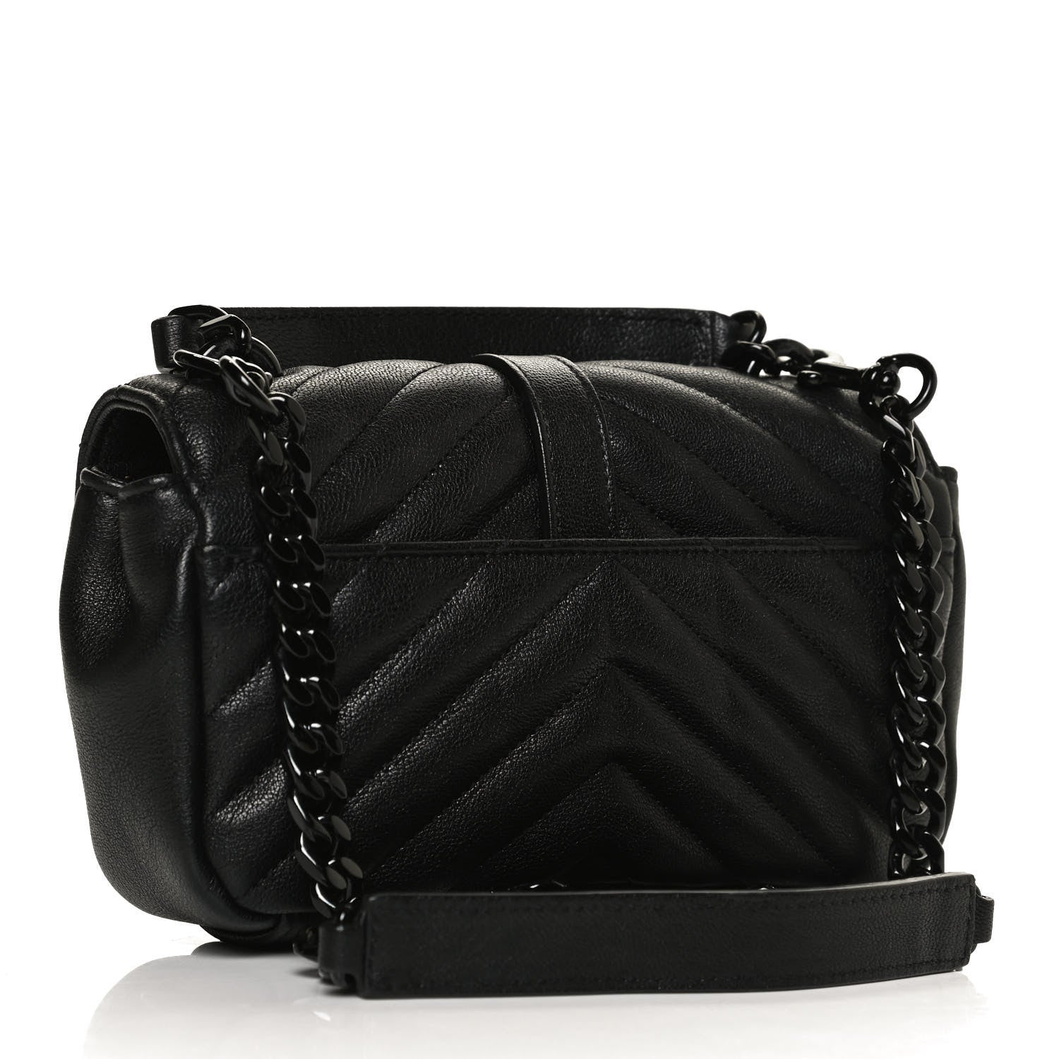 Saint Laurent Sheepskin Matelasse Chevron Monogram Classic Baby Chain Bag Black 2 of 13