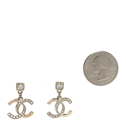 Chanel Crystal Irregular CC Square Drop Earrings Gold 2 of 4