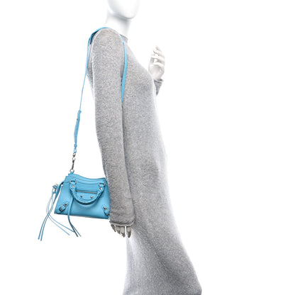 Balenciaga Grained Calfskin Neo Classic Silver Hardware Mini City Azur 2 of 10