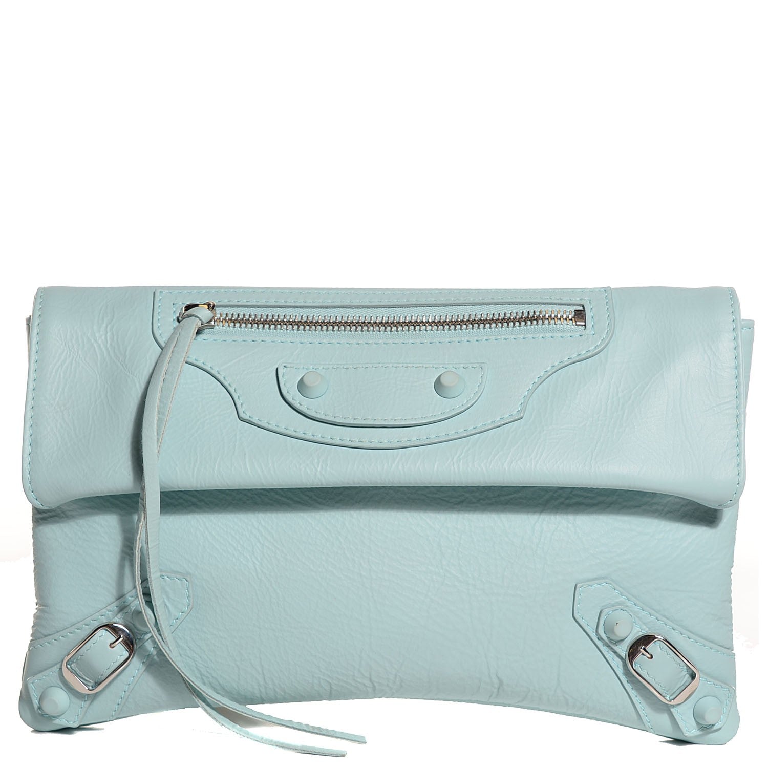 Balenciaga Matte Goatskin Rubber Covered Classic Hardware Envelope Clutch Bleu Layette 1 of 8