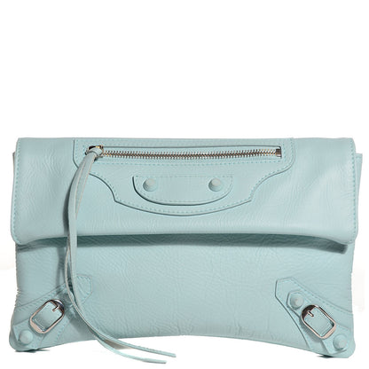 Balenciaga Matte Goatskin Rubber Covered Classic Hardware Envelope Clutch Bleu Layette 1 of 8