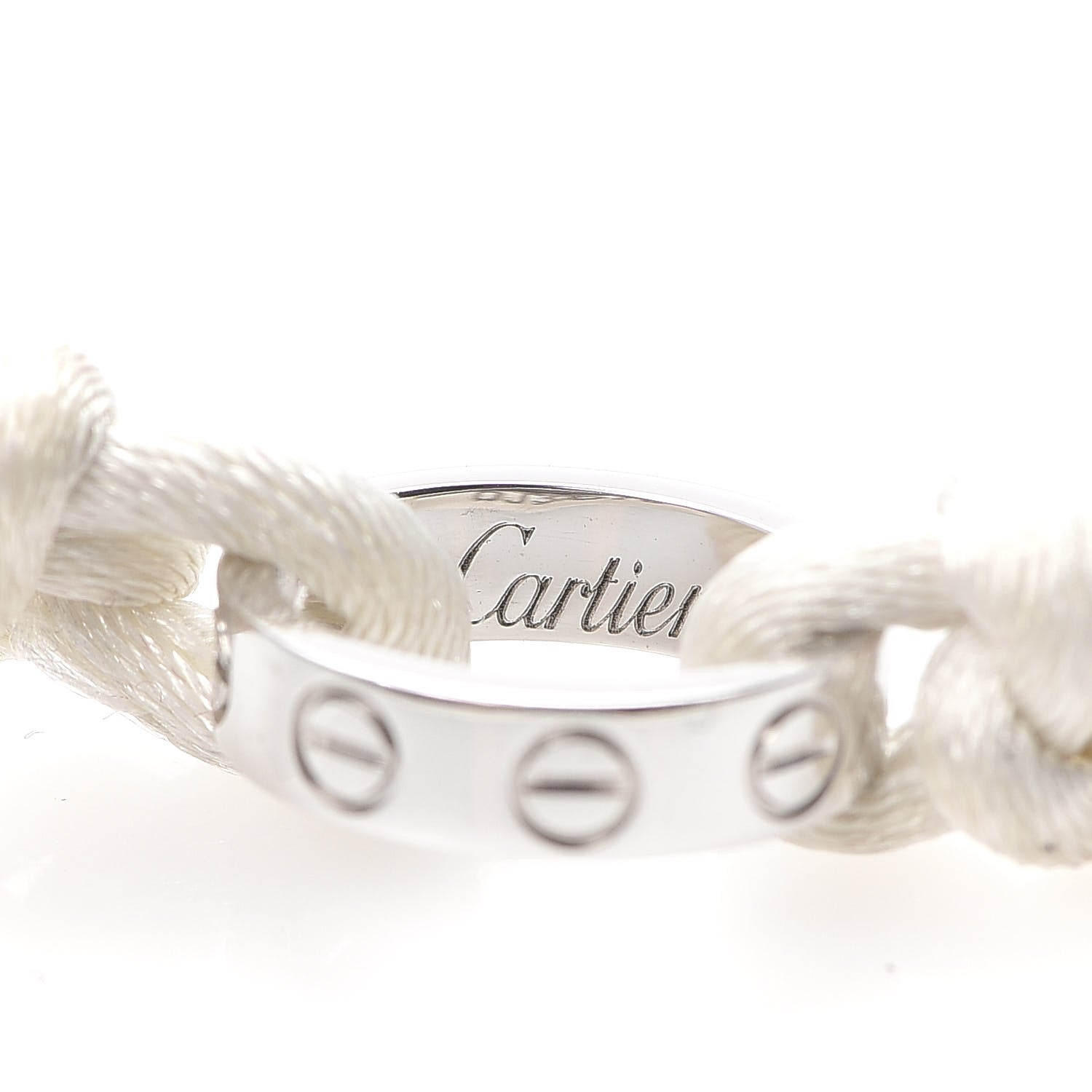 Cartier 18K White Gold Charity LOVE Adjustable Cord Bracelet White 4 of 7