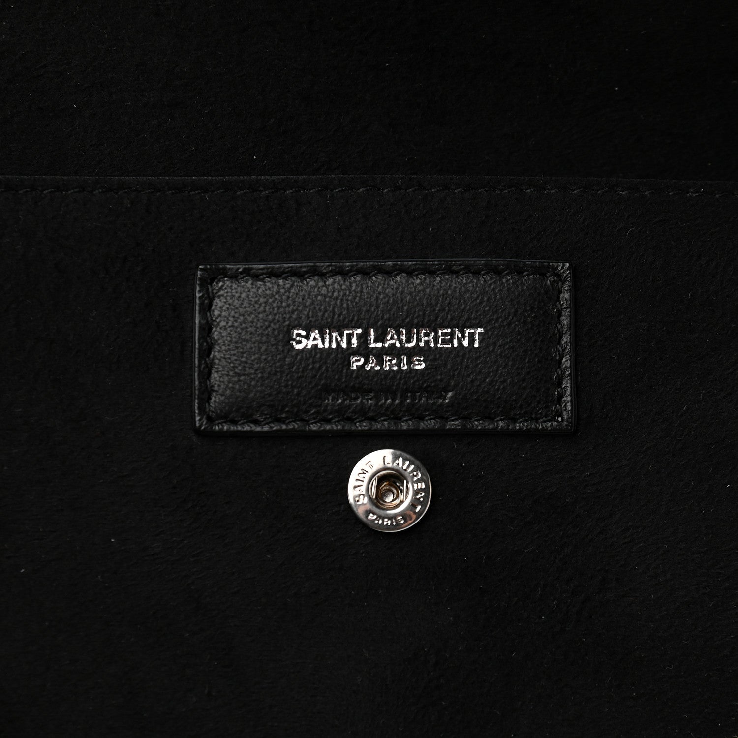 Saint Laurent Canvas Calfskin Teddy Drawstring Shopping Tote White Black 7 of 10
