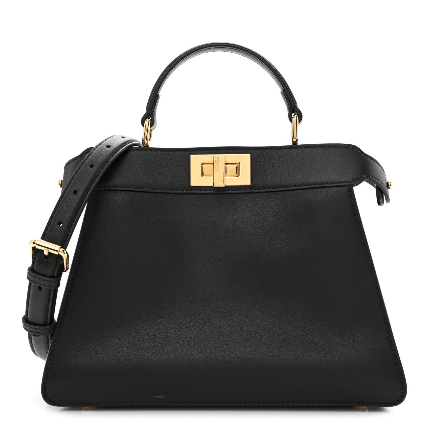Fendi Vitello Seta Nappa Bi-Color Small Peekaboo I SEE U Satchel Black Light Rose Tortora 1 of 11