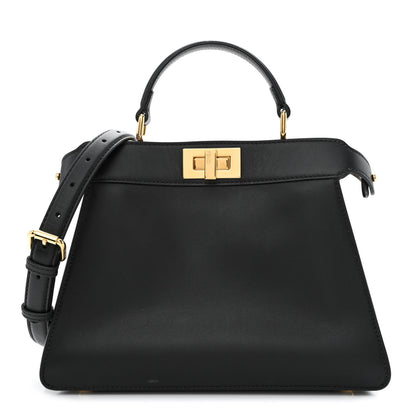 Fendi Vitello Seta Nappa Bi-Color Small Peekaboo I SEE U Satchel Black Light Rose Tortora 1 of 11