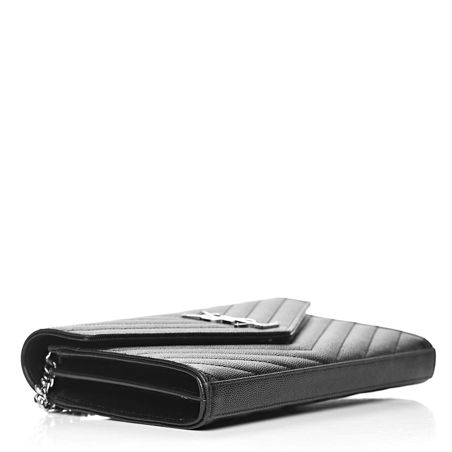 Grain De Poudre Matelasse Chevron Monogram Chain Wallet Black