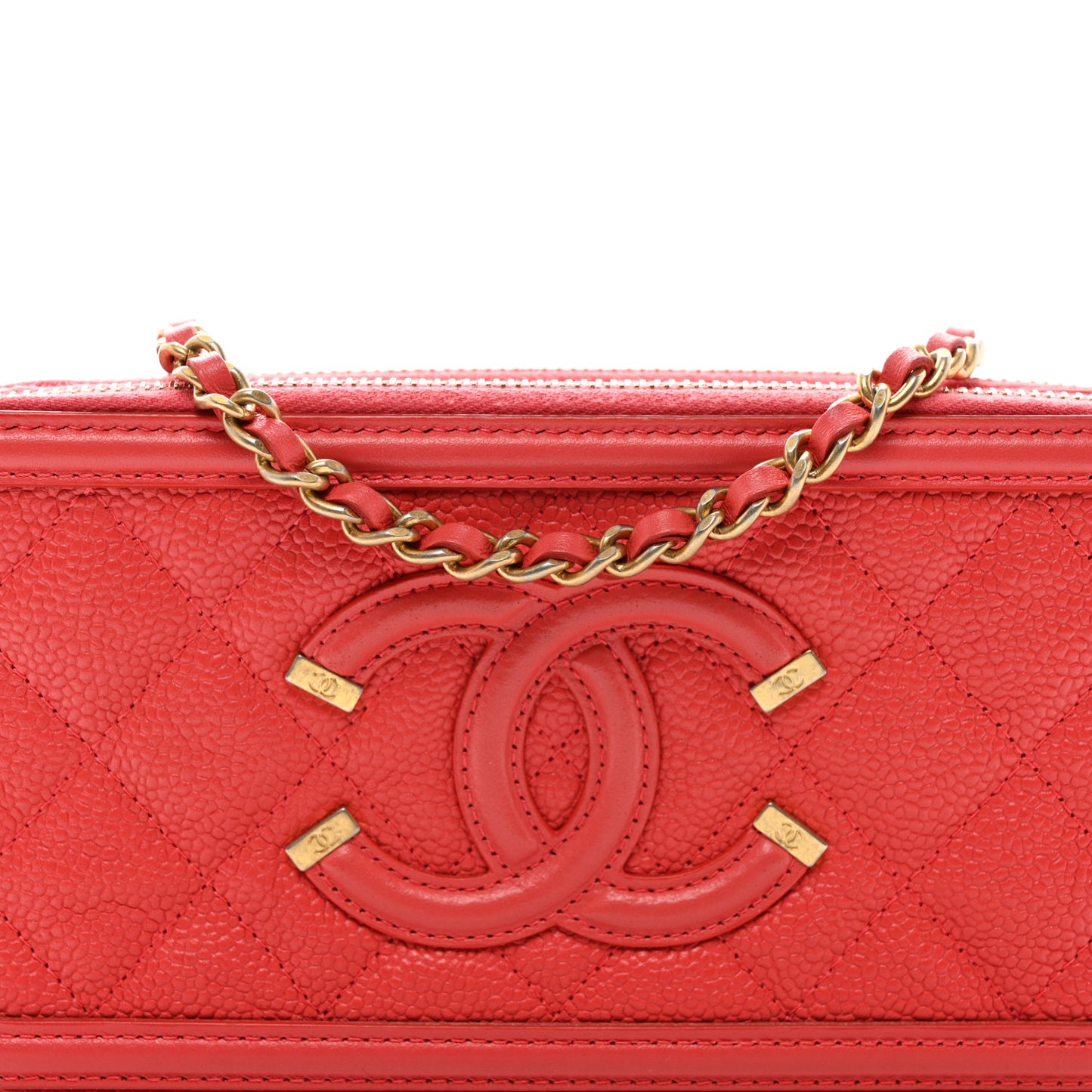 Caviar Quilted CC Filigree Clutch With Chain Pink
