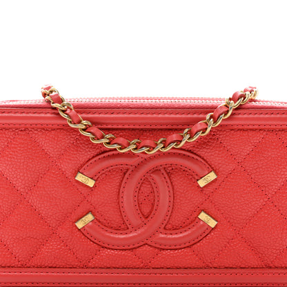 Chanel Caviar Quilted CC Filigree Clutch With Chain Pink 9 of 11