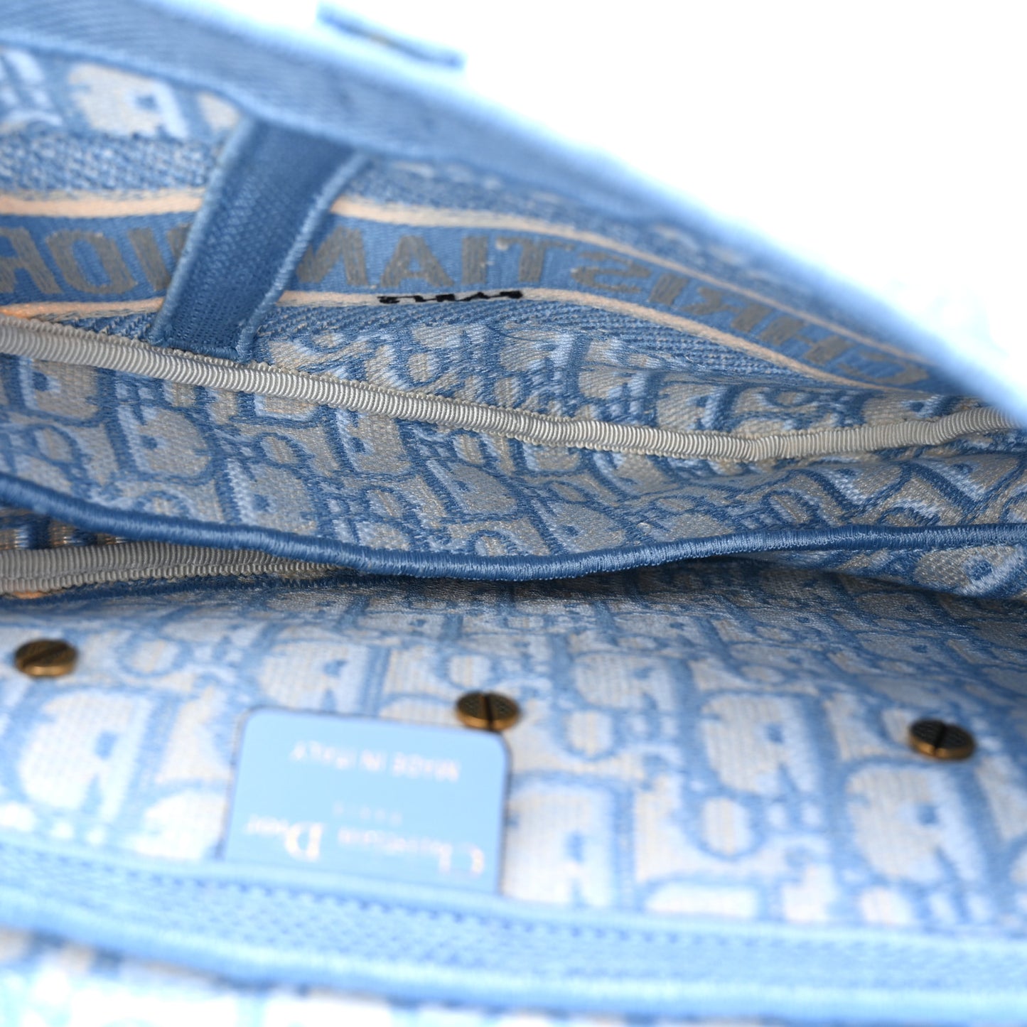 Oblique Embroidered Saddle Bag Cornflower Blue