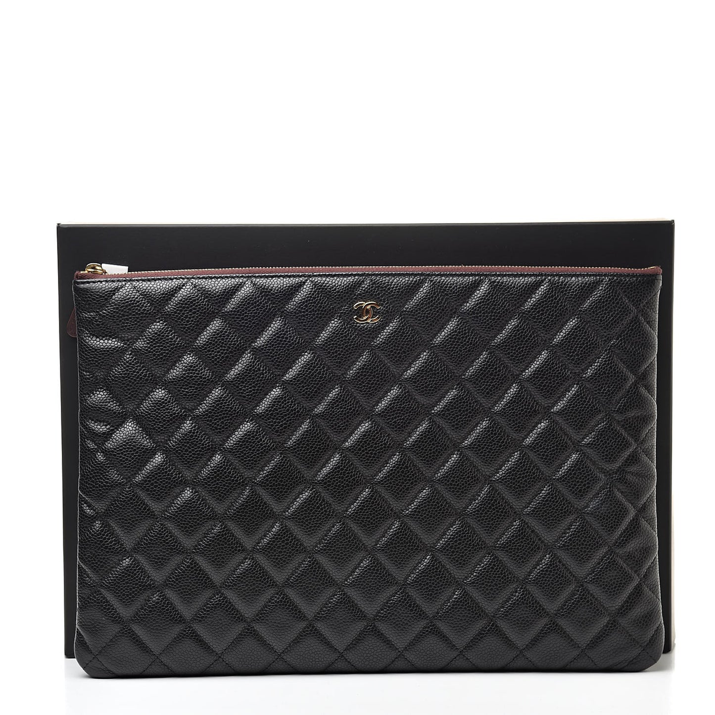 Caviar Quilted Large Cosmetic Case Black