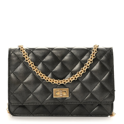 Chanel Metallic Calfskin Quilted 2.55 Reissue Wallet On Chain WOC Grey 1 of 9