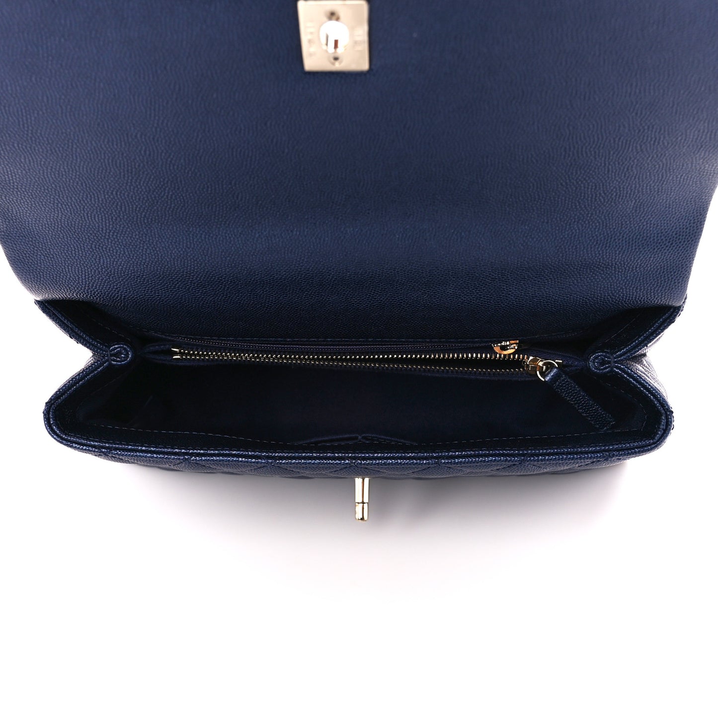 Caviar Quilted Small Coco Handle Flap Navy